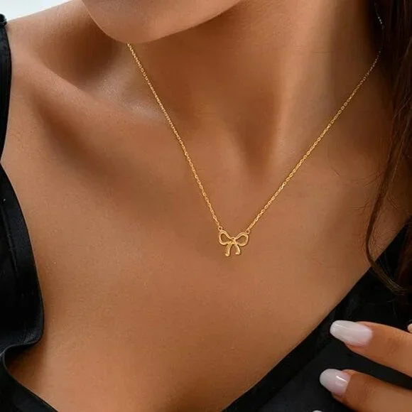 Neiman Marcus 18K Gold Plated Bow Necklace - Picture 3 of 5